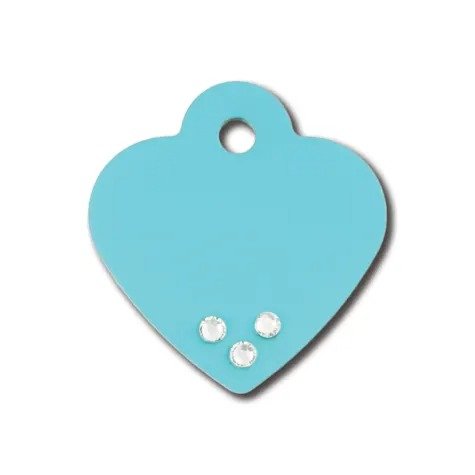 Quick-Tag Small Crystal Turquoise Heart Personalized Engraved Pet ID Tag | Petco