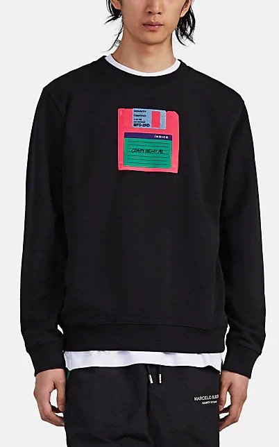 Floppy-Disk-Appliqued Cotton Sweatshirt Floppy-Disk-Appliqued Cotton Sweatshirt