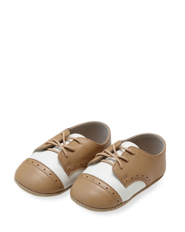 Bentley Two-Tone Leather Derby Crib Shoes, Baby