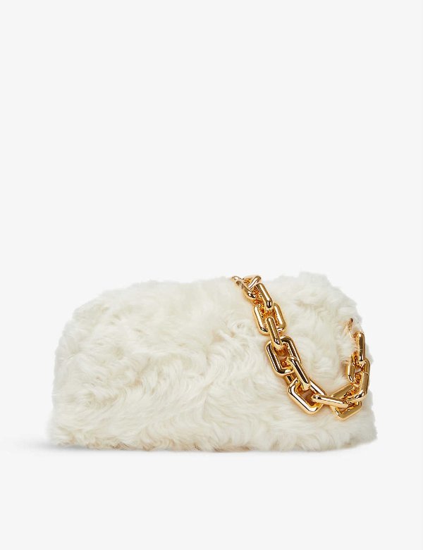 The Chain Pouch shearling clutch bag