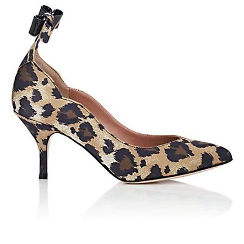 red valentinoleopard-heart-print satin pumps