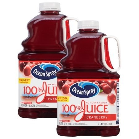 (2 Pack) Ocean Spray 100% Juice, Cranberry, 101.4 Fl Oz, 1 Count