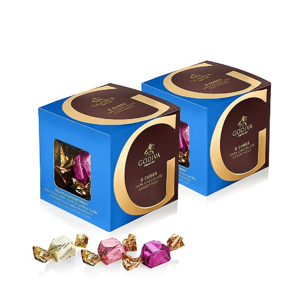 Dark Chocolate Assortment G Cube Box, Set of 2, 22 pcs. each | GODIVA