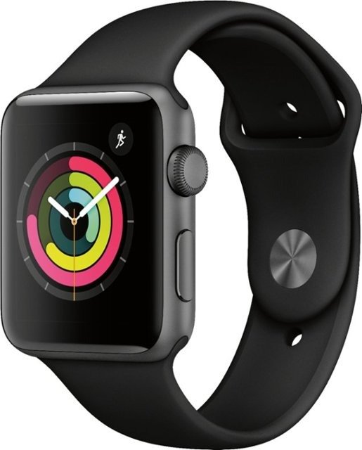 -Watch Series 3 (GPS) 42mm Space Gray Aluminum Case with Black Sport Band - Space Gray Aluminum