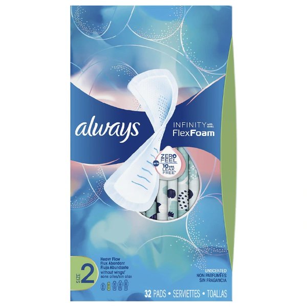 Infinity Super Sanitary Pads Non-Wings Unscented Unscented, 2