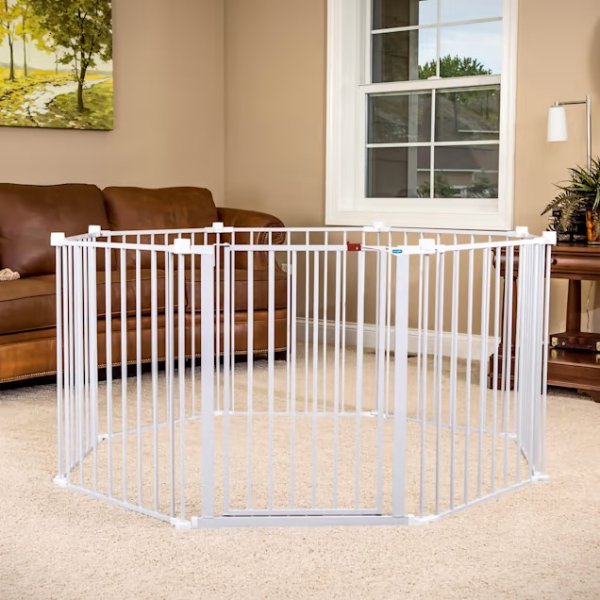 2in1 Super Wide Metal Pet Gate and Playard, 2" L X 192" W X 28" H
