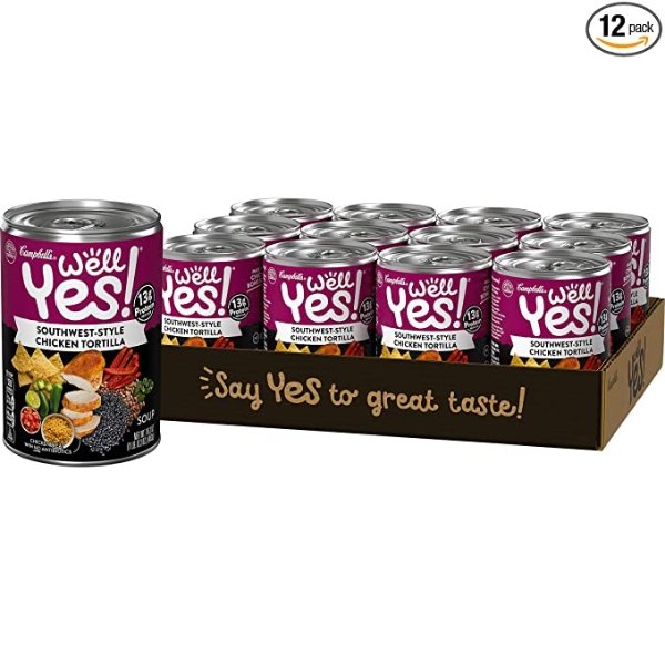 Well Yes! Campbell's Southwest-Style Chicken Tortilla Soup,195.6 Oz, Pack of 12