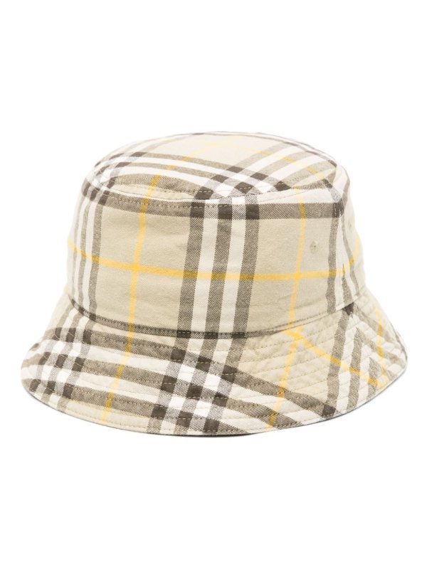 Hat with check motif