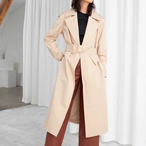 Belted Cotton Twill Trenchcoat