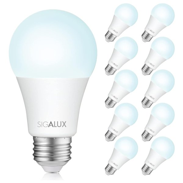 Sigalux 60W Equivalent A19 LED Light Bulb 10 pack