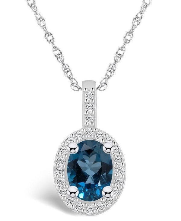 London Blue Topaz 钻石项链