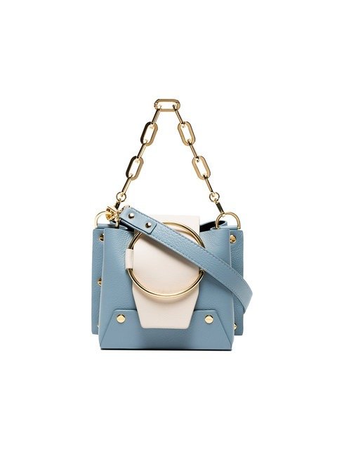 blue mini Delila leather box bag