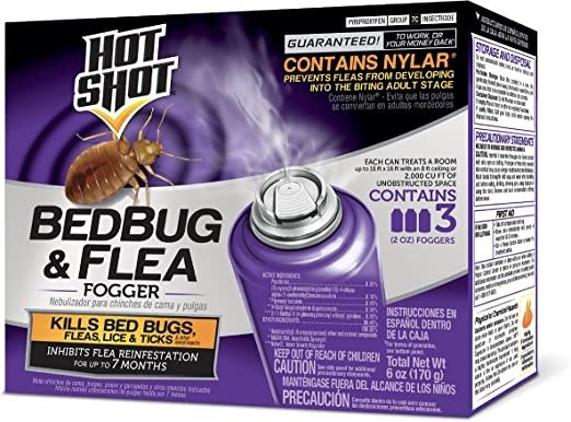 Hot Shot Bed Bug & Flea Fogger Pack 3-Pack, Kills Bed Bugs and Fleas Indoors, Get Rid of Fleas In House, Inhibits Reinfestation Up to 7 Months