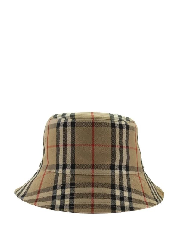 Vintage Check Cotton Blend Bucket Hat