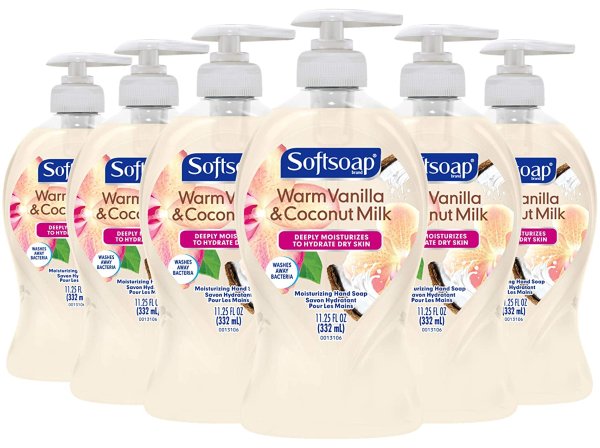 Softsoap Deeply Moisturizing Liquid Hand Soap Pump, Warm Vanilla & Coconut Milk - 11.25 Fluid Ounce, 6 Packs