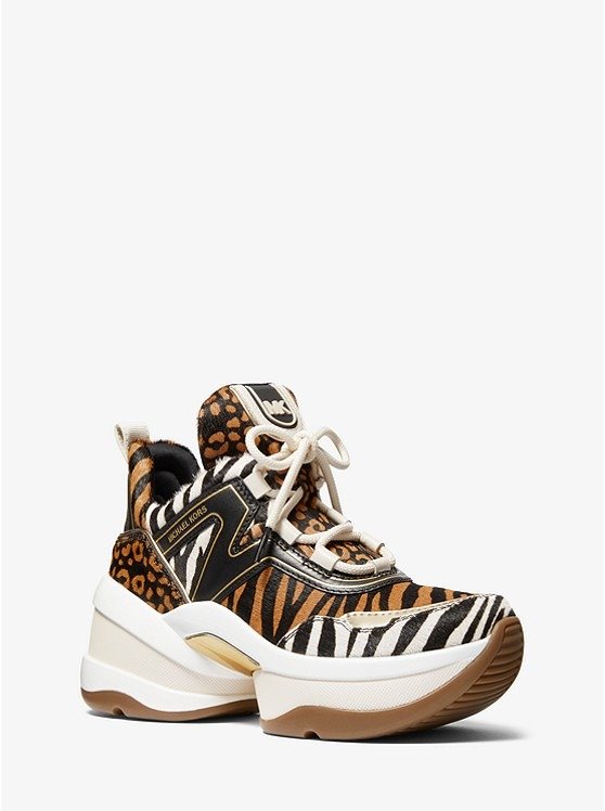 Olympia Animal-Print Calf Hair and Leather Trainer