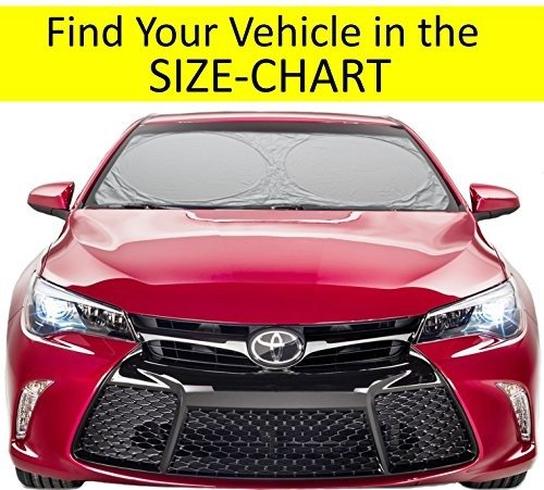 Windshield Sun Shade Suv Car Easy-Select Size Chart with Your Vehicle Windshield Universal Luxurious-210T Car Sun Shade Keep Vehicle Accessories Cool UV Sun and Heat Reflector Sunshade