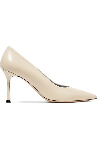 Champagne leather pumps