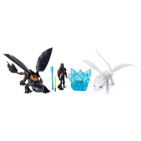 DreamWorks Dragons Hidden World Gift Set Toothless and Lightfury Dragons and Viking Figure with Crystal Accessory Exclusively at Target