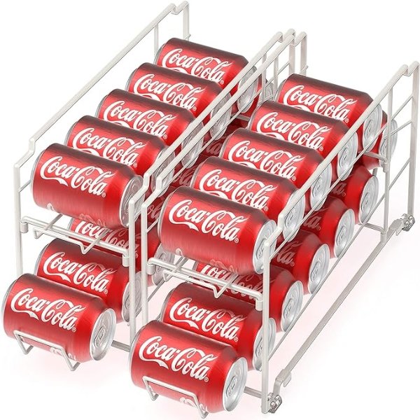 Stackable Beverage Soda Can Dispenser Organizer Rack, White - 2 Pack