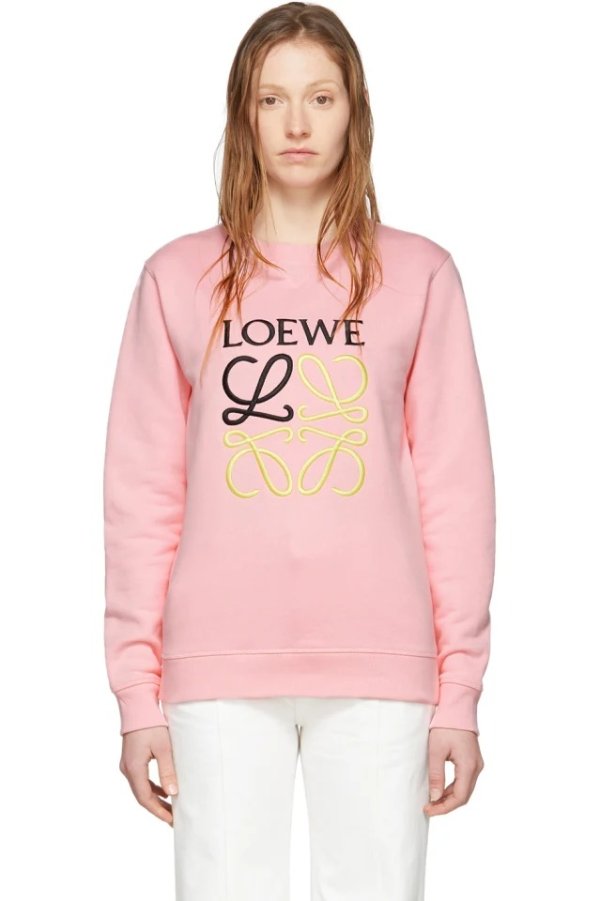 Pink Embroidered Anagram Sweatshirt