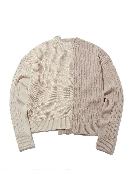 Color-Texure Mixed And Beige Sweater