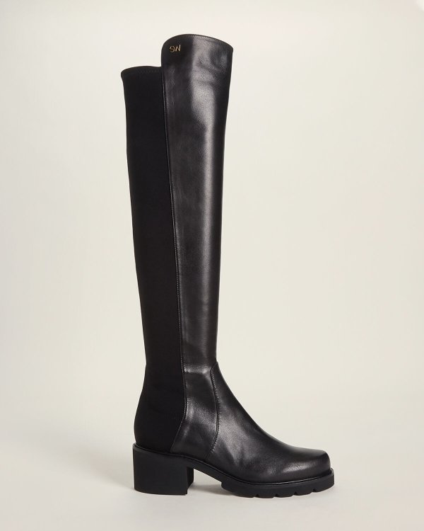 Black Alina Knee-High Leather Boots