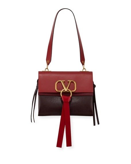 V-Ring Small Colorblock Leather Shoulder Bag