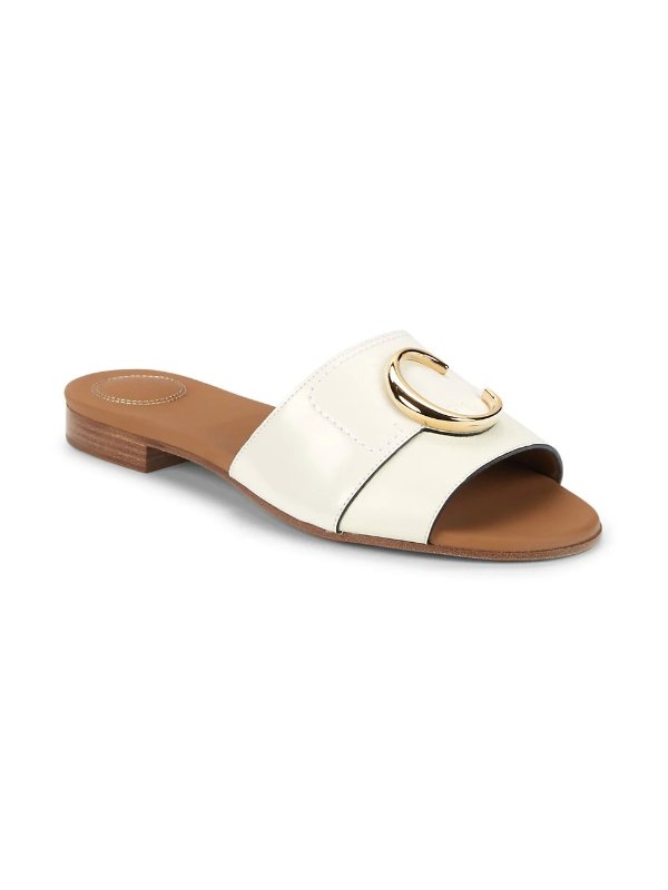 Leather & Patent Leather Flat Sandals