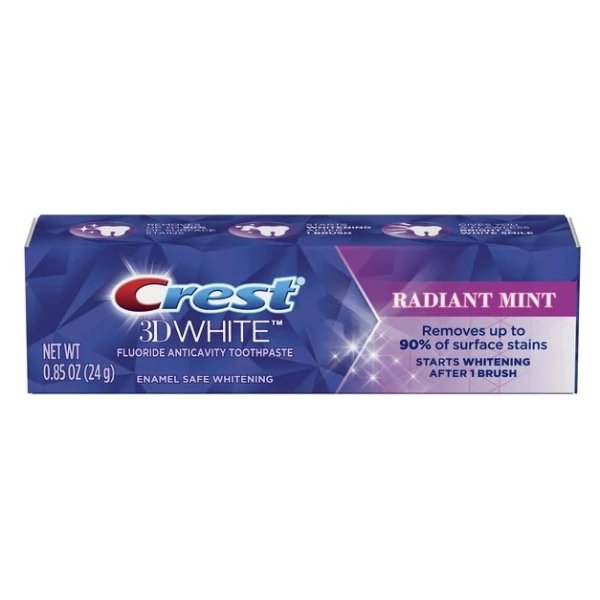 3D White Radiant Mint, Teeth Whitening Toothpaste, .85 oz