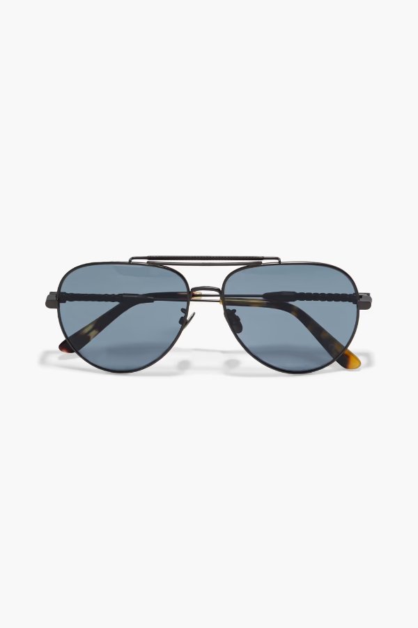 Aviator-style gunmetal-tone sunglasses