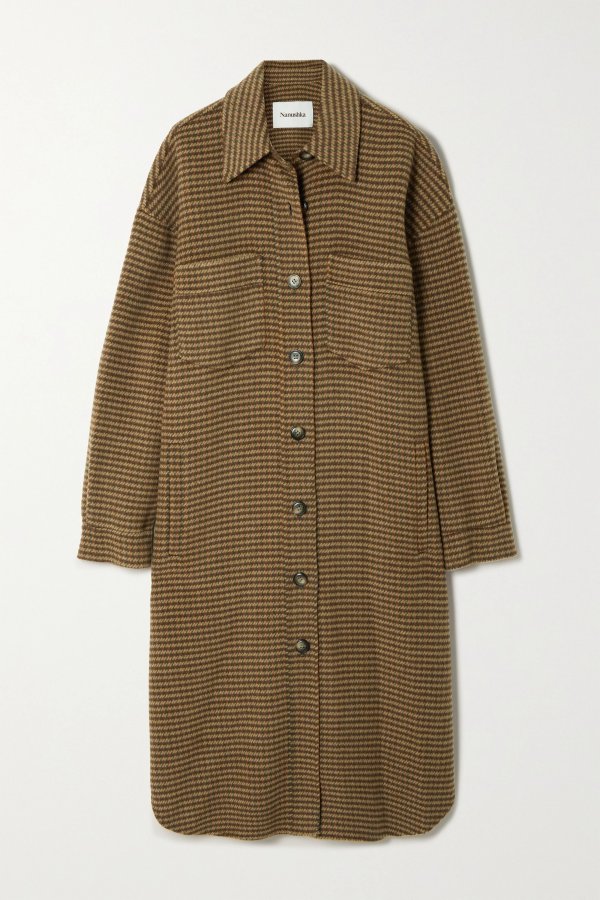 Cruza oversized checked wool and silk-blend coat