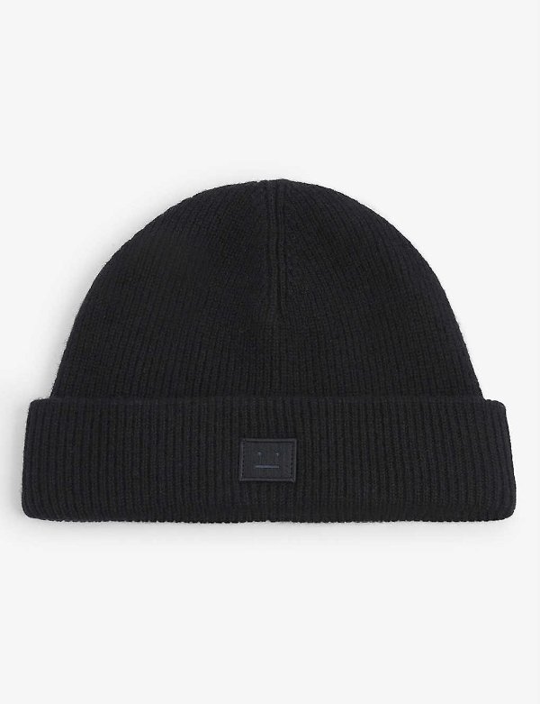 Kansy logo-patch wool beanie hat