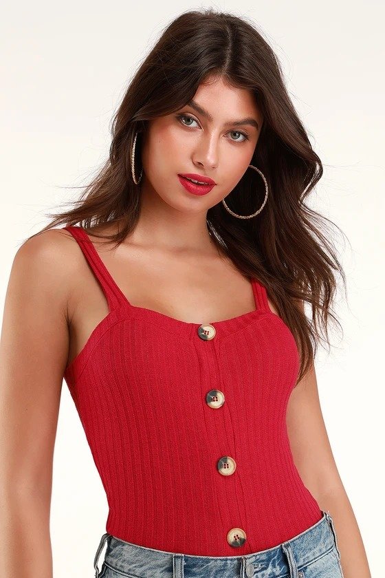 Sunrise 2 Sunset Red Ribbed Knit Tank Top