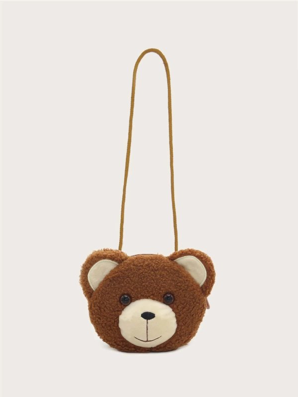Kids Cartoon Bear Design Novelty Bag With Zipper For Daily Use