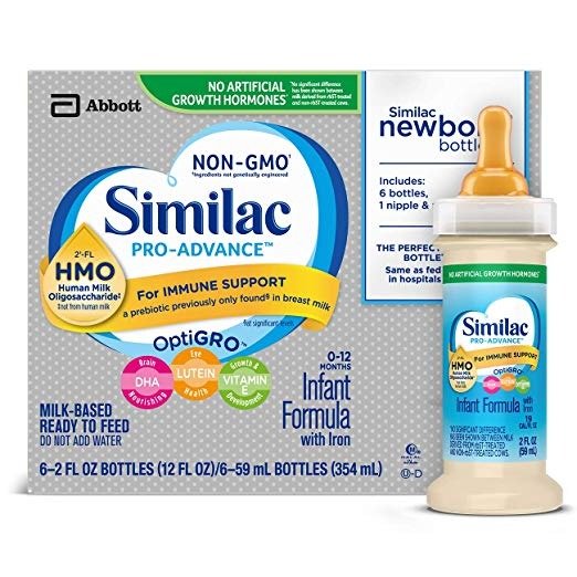 Pro-Advance Infant Formula with 2’-FL HMO for Immune Support, Ready to Feed Newborn Bottles, 2 fl oz, (48 Count)