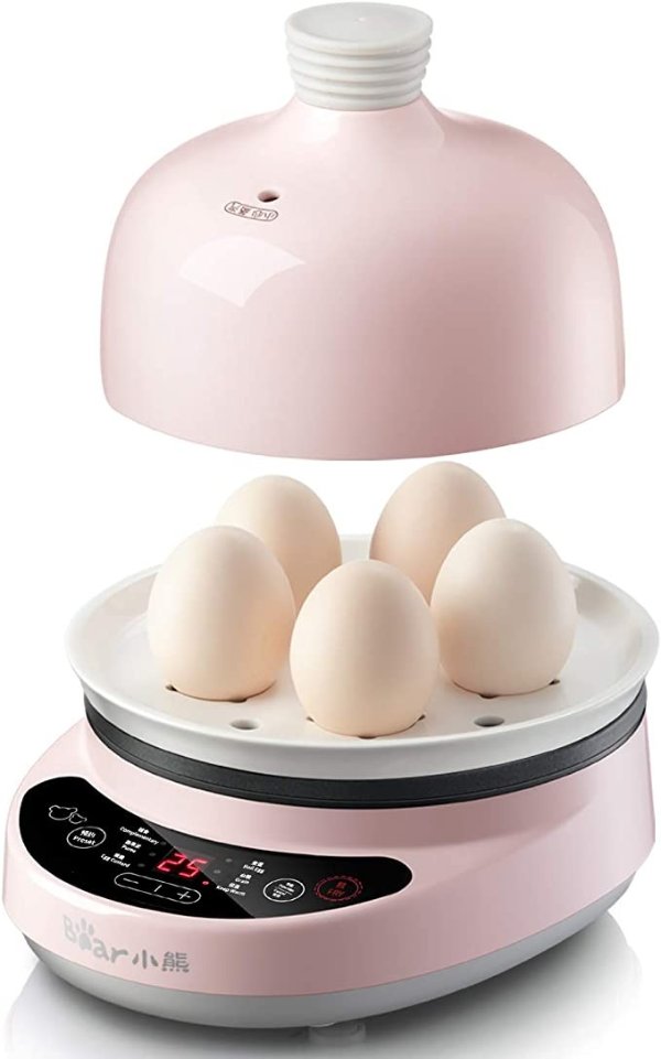Bar Rapid 5 Capacity Electric Egg Cooker with Omelet Pan for Hard Boiled, Poached, Scrambled, Omelets, Steamed Vegetables, Seafood, Dumplings & More, with Ceramic steaming rack and lid, Auto Shut Off
