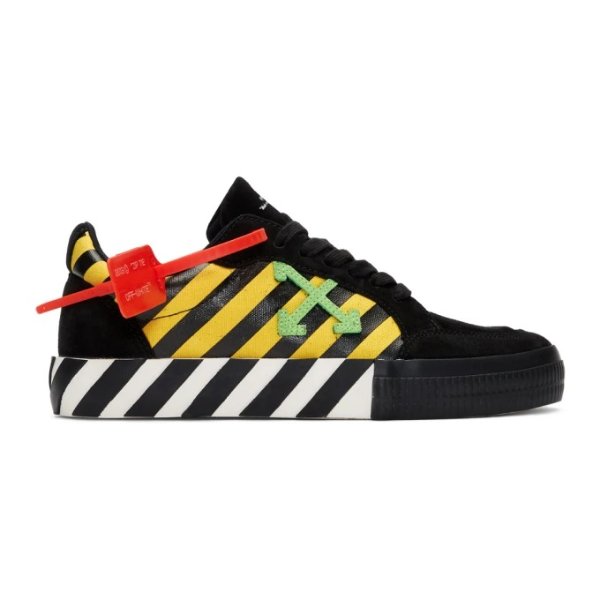- Black & Yellow Low Vulcanized Sneakers