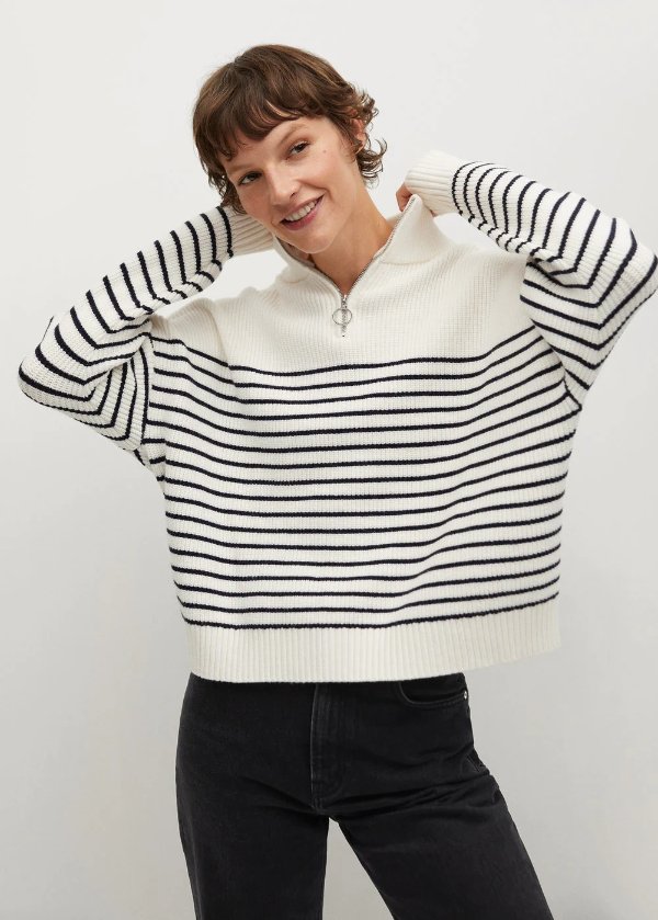 Striped sweater with zipper - Women | OUTLET USA