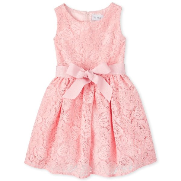 Girls Lace Matching Fit And Flare Dress
