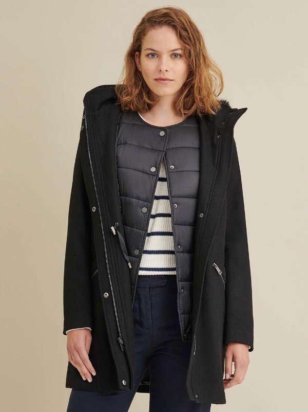 Wool Coat with Puffer Vest