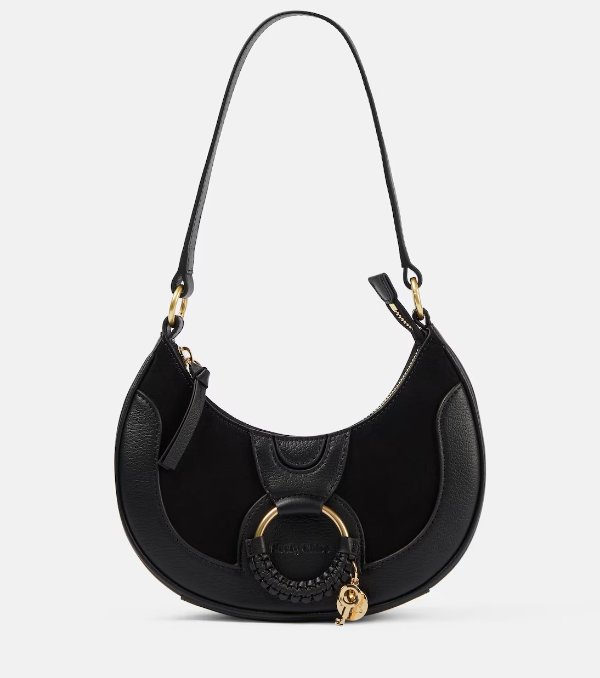 Hana Medium leather and suede shoulder bag