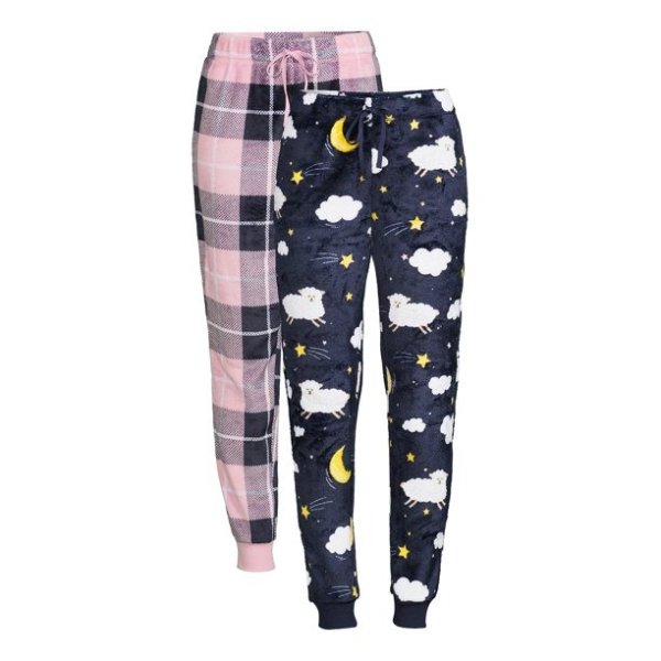Women's and Women's Plus Plush Cuffed Pajama Pants