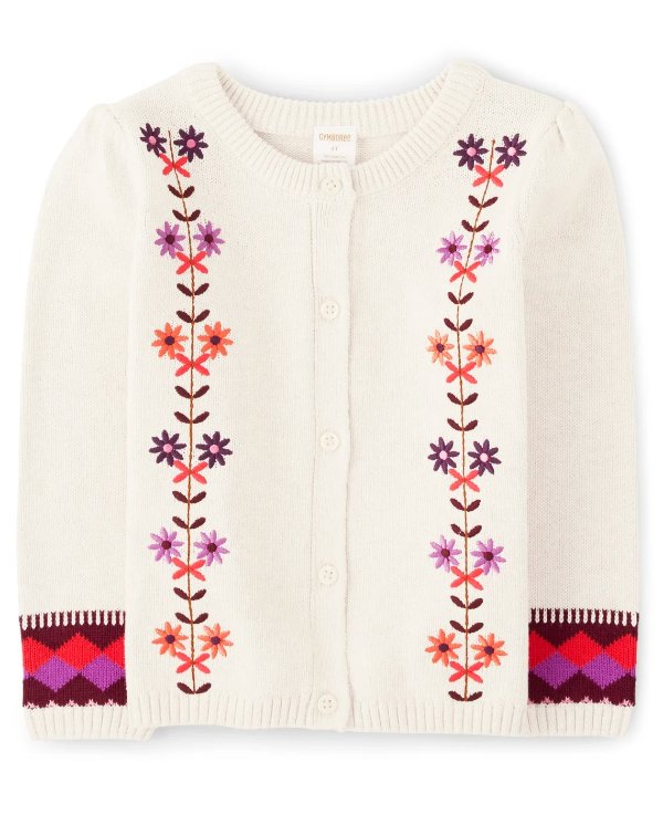 Girls Long Sleeve Embroidered Flower Cardigan - Spice Market | Gymboree - H/T VANILLA