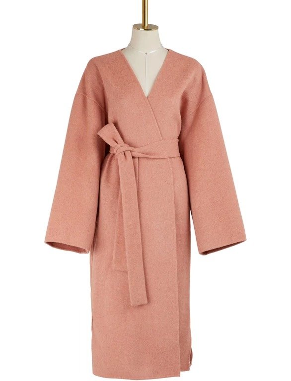 Wool and cashmere kimono coat