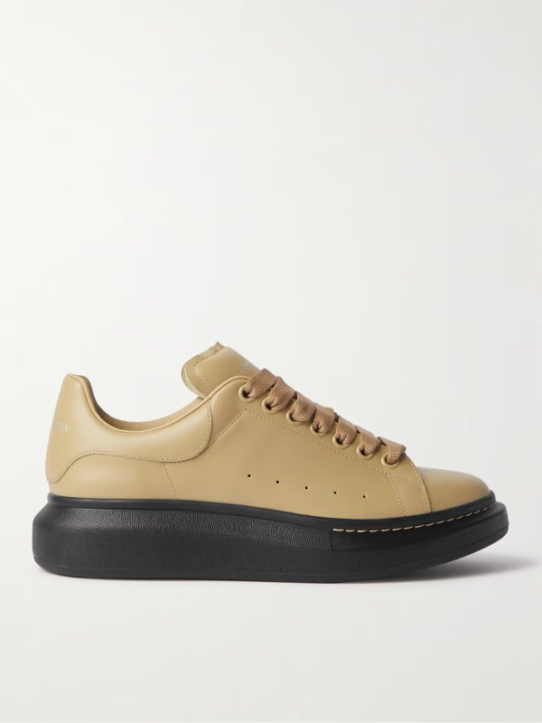 Exaggerated-Sole Leather Sneakers
