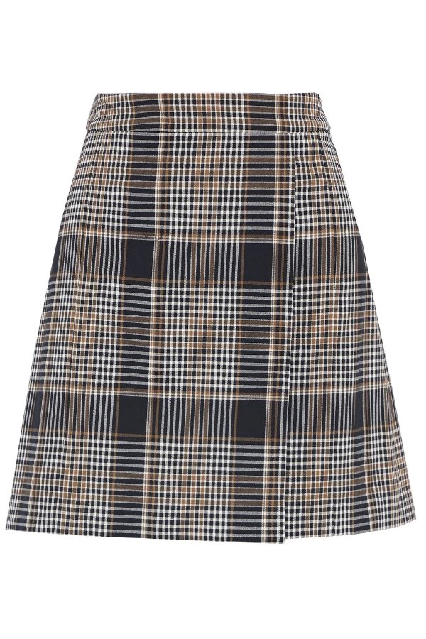 Checked woven mini skirt