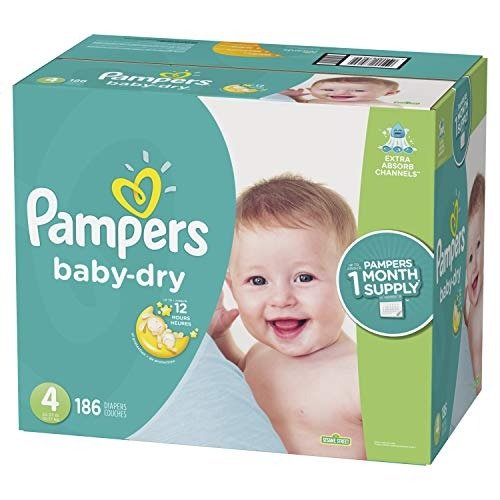 Diapers Size 4, 186 Count - Pampers Baby Dry Disposable Baby Diapers, ONE MONTH SUPPLY
