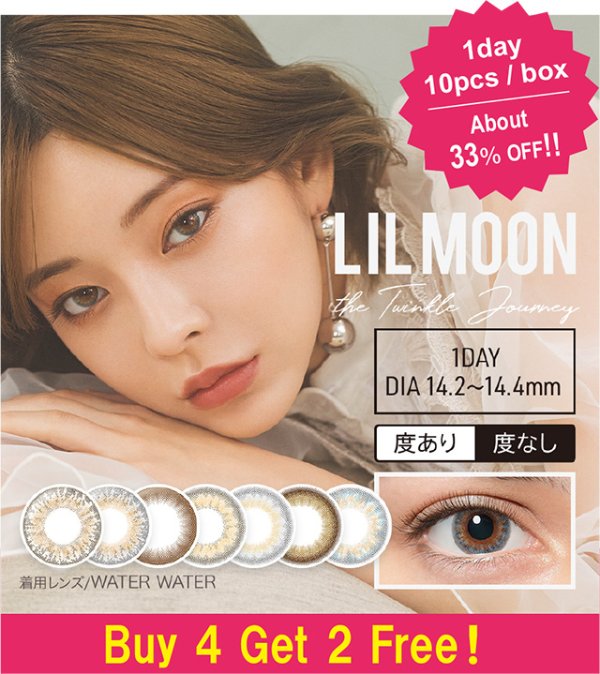 [Buy 4 Get 2 Free!] LIL MOON 1day [1 Box 10 pcs * 6 boxes] / Daily Disposal 1Day Disposable Colored Contact Lens DIA14.4/14.2mm