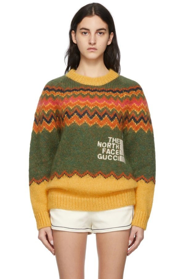 Green & Yellow The North Face Edition Mohair Sweater